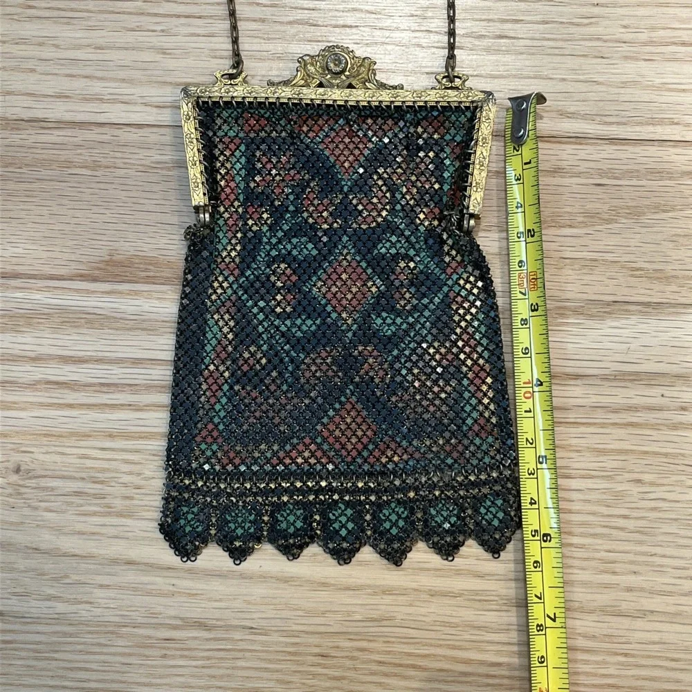 Antique Mandalian Mfg Co Art Deco Enamel Mesh Purse 1920s RARE